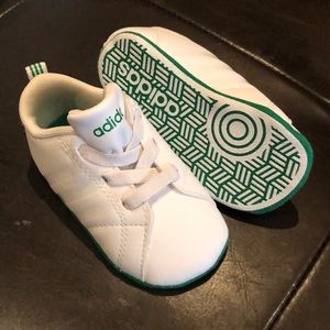 White Adidas baby shoes